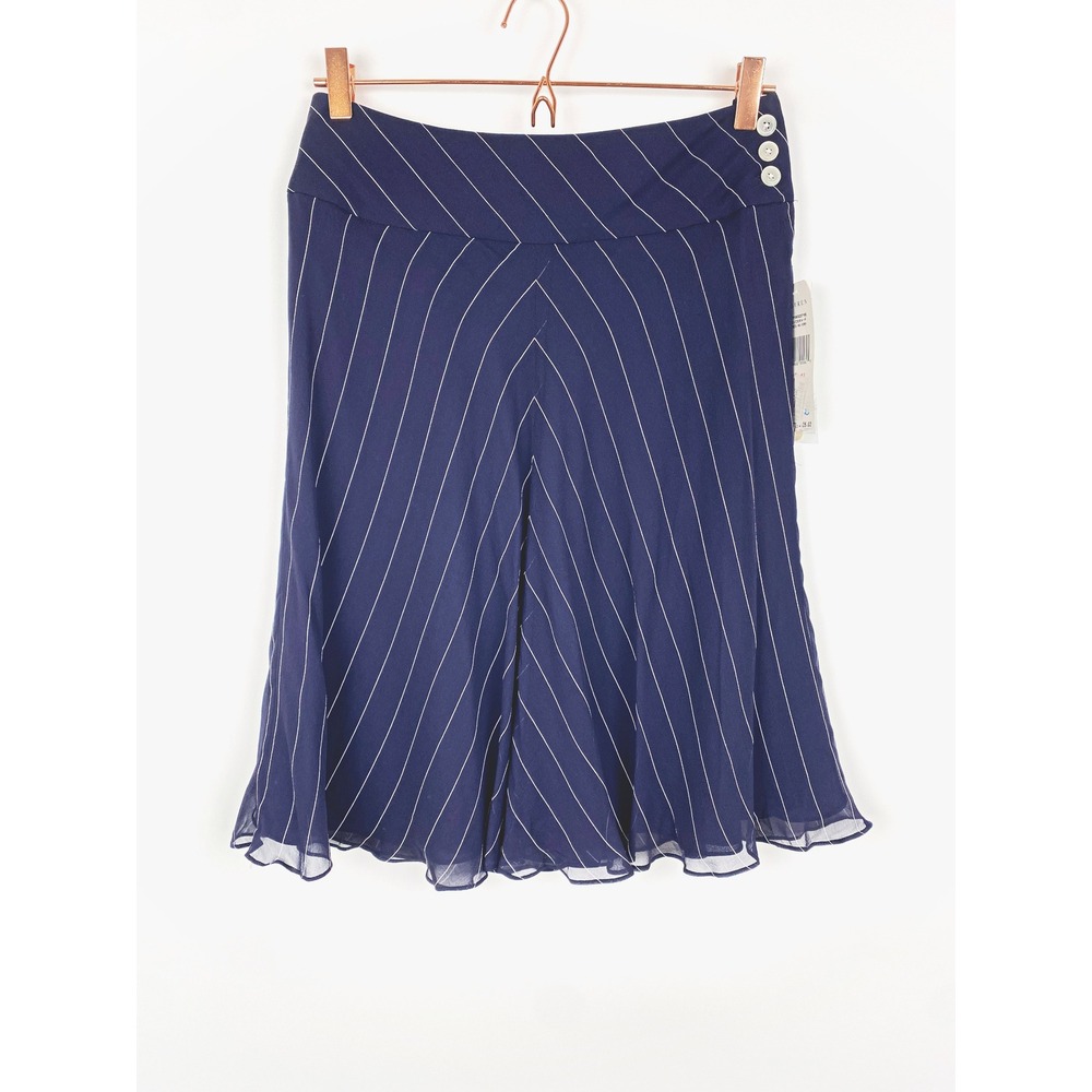 Lauren Ralph Lauren Vintage Riviera Navy Silk Pinstripe A-Line Skirt 2P NWT